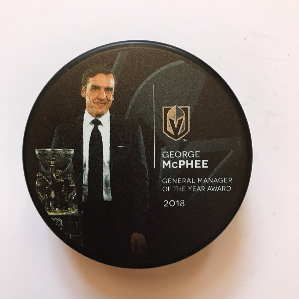 Vegas Golden Knights George McPhee Official Hockey Puck 2018 General Manager NHL